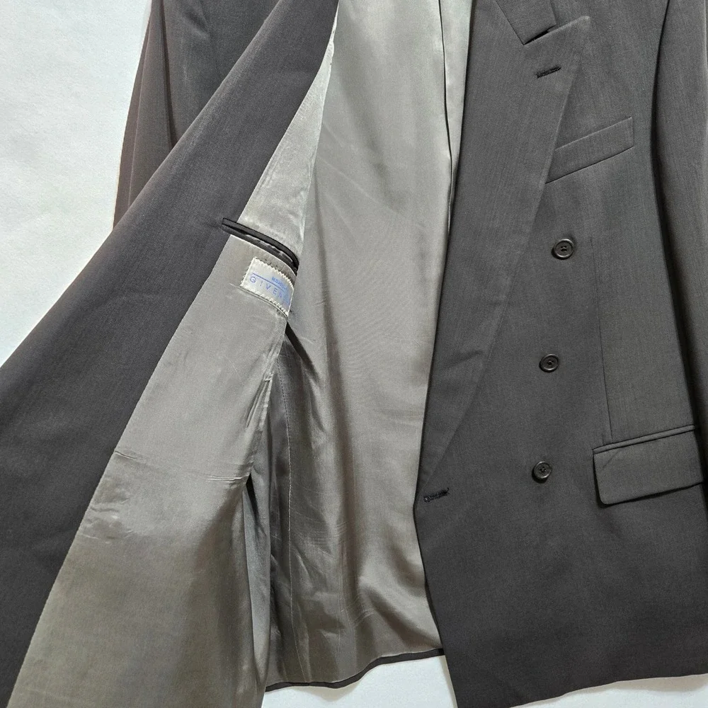 Givenchy Blazer Men's 42 R Large Charcoal Grey Double Breasted Classic Vintage